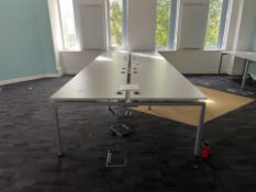 White Wooden Top Desk With Metal Frame