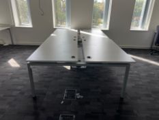 White Wooden Top Desk With Metal Frame