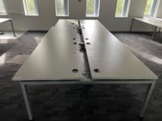 White Wooden Top Desk With Metal Frame