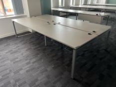 White Wooden Top Desk With Metal Frame