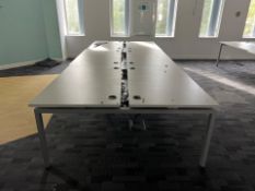 White Wooden Top Desk With Metal Frame