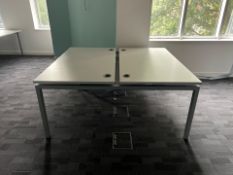 White Wooden Top Desk With Metal Frame