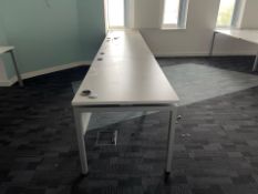 White Wooden Top Desk With Metal Frame