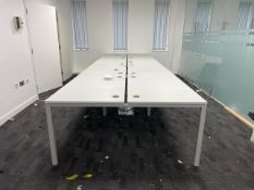 White Wooden Top Desk With Metal Frame
