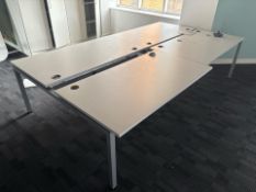 White Wooden Top Desk With Metal Frame