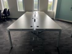 White Wooden Top Desk With Metal Frame