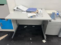 Straight Grey Desk With Metal Frame, No Reserve