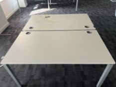 White Wooden Top Desk With Metal Frame