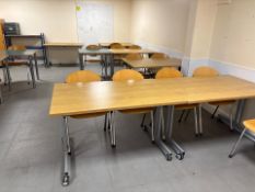 Mobile Wooden Desks x 9 and chairs