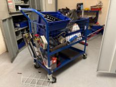 Blue Metal Trolley & Contents