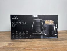 EGL Breakfast Set Black 1.7L Kettle and 2 Slice Toaster Set