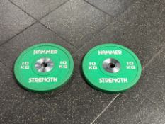 Pair Of Rubber 10kg Hammer Strength Weight Plates