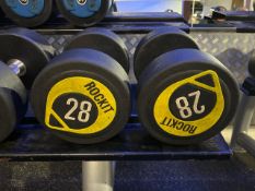 Pair Of 28kg Rockit Dumbbells