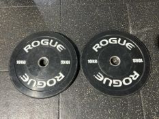 Pair Of Rubber 10kg Rogue Weight Plates