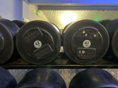 Pair Of 42kg Hammer Strength Dumbbells