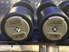 Pair Of 26kg Hammer Strength Dumbbells