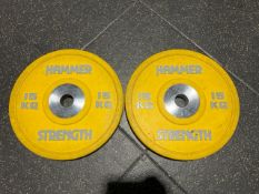 Pair Of Rubber 15kg Hammer Strength Weight Plates