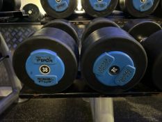 Pair Of 38Kg Hammer Strength Dumbbells