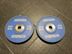 Pair Of Rubber 20kg Hammer Strength Weight Plates