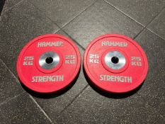 Pair Of Rubber 25kg Hammer Strength Weight Plates
