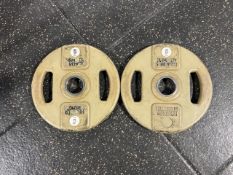 Pair Of Rubber 5kg Hammer Strength Weight Plates
