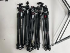 Assorted Manfrotto Tripods With Various Heads And Quick-Release Mechanisms x5 - No Reserve