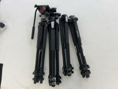 Assorted Manfrotto Tripods With Various Heads And Quick-Release Mechanisms x4 - No Reserve