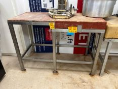 Wooden Butchers Table With Metal Frame