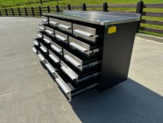 Unused 7ft Stainless Steel Workbench, 20 Drawers