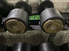 Pair Of 22kg Hammer Strength Dumbbells