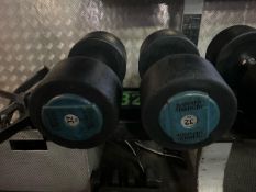 Pair Of 32kg Hammer Strength Dumbbells