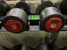 Pair Of 18kg Hammer Strength Dumbbells