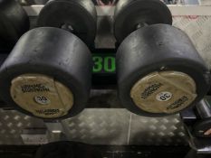 Pair Of 30kg Hammer Strength Dumbbells