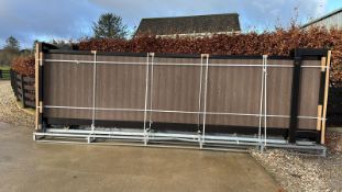 Unused 20ft Cantilever Electric Sliding Gate, Coffee composite Finish, Electric Motor & Remote
