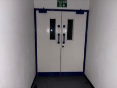 Double White And Blue Fire Door