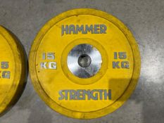 Pair Of Hammer Strength 15kg Bumper Plates - No Reserve