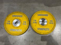 Pair Of Hammer Strength 15kg Bumper Plates - No Reserve