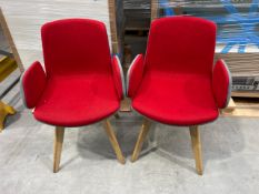 Orange Box Red And Grey Fabric Cubb Chair With Wooden Legs x2, No Reserve