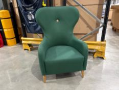 Lyndon Design High Button Back Lounge Chair Green, No Reserve