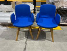 Orange Box Cubb Blue And Grey Fabric Chair With Wooden Legs x2, No Reserve