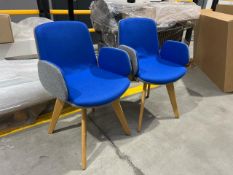 Orange Box Cubb Blue And Grey Fabric Chair With Wooden Legs x2, No Reserve