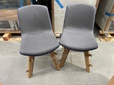 Orange Box Blue And Grey Fabric Cubb Chair With Wooden Legs x2, No Reserve