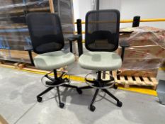OrangeBox Counter Height Chair Black/Sea Salt Green x2, No Reserve