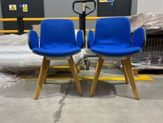 Orange Box Cubb Blue And Grey Fabric Chair With Wooden Legs x2, No Reserve