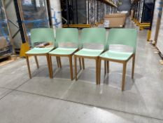 Boss Design Wooden Seafoam Green Chairs x4, No Reserve