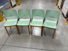 Boss Design Wooden Seafoam Green Chairs x4, No Reserve