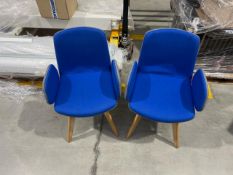 Orange Box Cubb Blue And Grey Fabric Chair With Wooden Legs x2, No Reserve