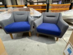 Orangebox Peeps Single Seater Lounge Chair Grey/Blue x2, No Reserve