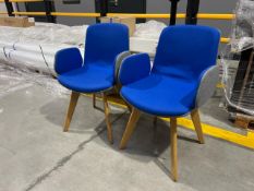 Orange Box Cubb Blue And Grey Fabric Chair With Wooden Legs x2, No Reserve