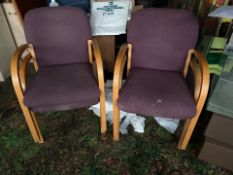 Purple Fabric Chairs With Wooden Frame x4 - No Reserve